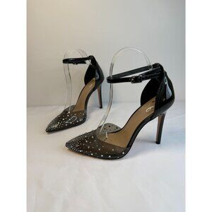 Mix No. 6 Arlette Pump Women's Size 7.5 Black Rhinestone Ankle Strap Heel Formal